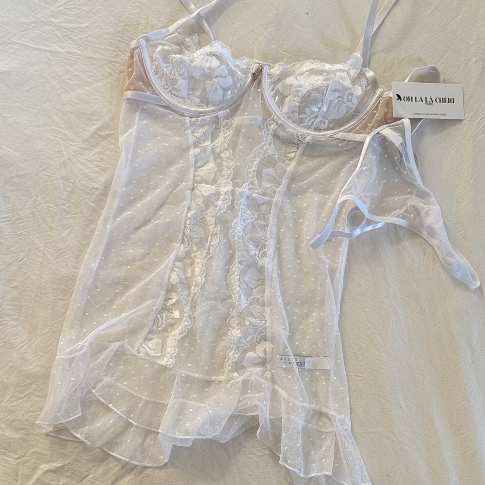 Oh La La Cheri White Lace Chemise